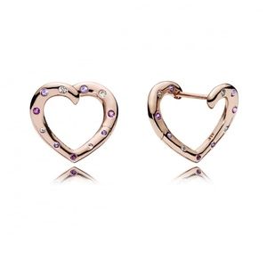 Pandora Bright Heart Hoop Earrings Rose Collection.